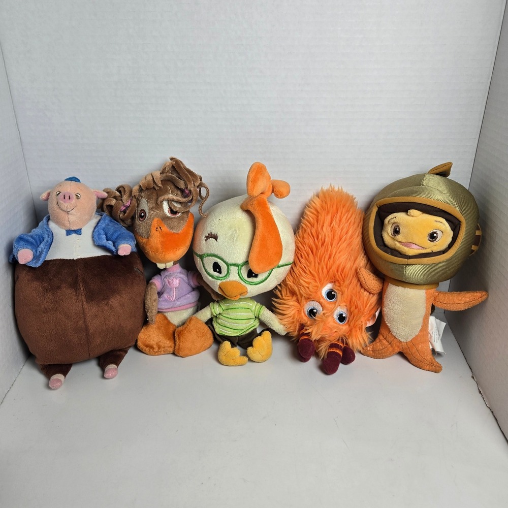 Disney Chicken Little Plush Lot of 5 Hoop Retail Kirby Abby Runt Fish Vintage